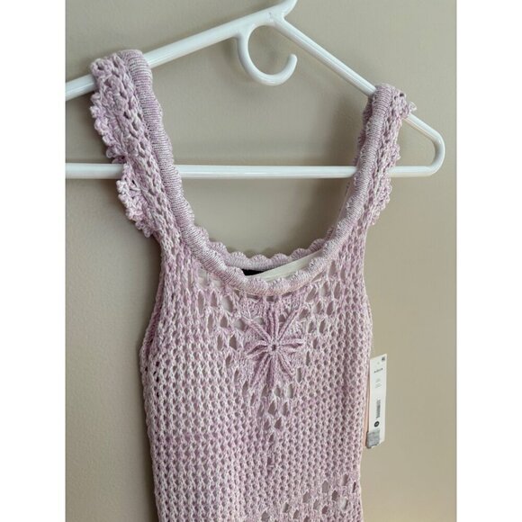 AQUA NWT Marled Crochet Boho Sleeveless Mini Dress in Lavender Purple Size XS - Picture 4 of 13